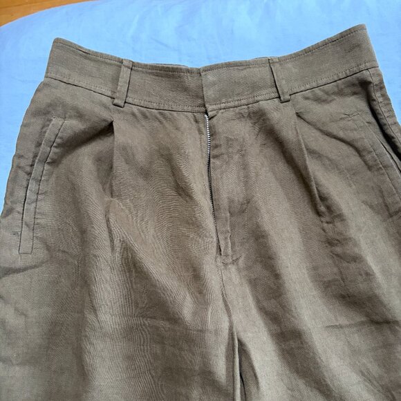 Everlane Way High Drape Linen Pant Cocoa 8 - Picture 5 of 6